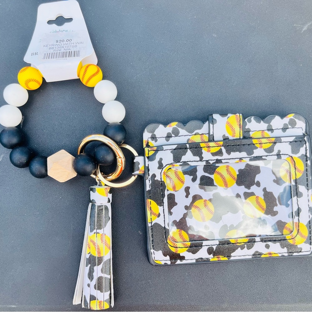 Softball 🥎 and cow 🐮 print keychain and card holder